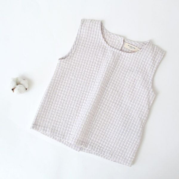 オーガニックコットン キッズサッカーチェックノースリーブトップ