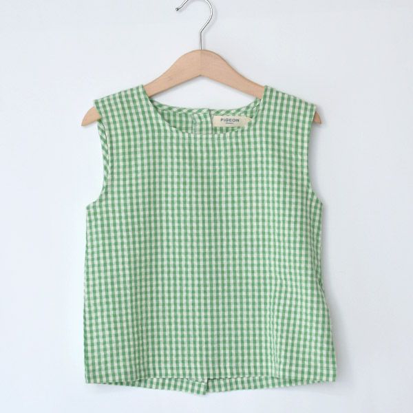 オーガニックコットン キッズサッカーチェックノースリーブトップ