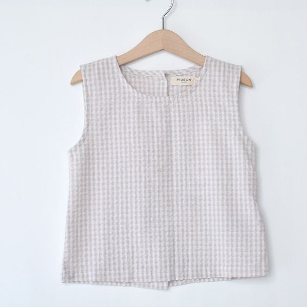 オーガニックコットン キッズサッカーチェックノースリーブトップ
