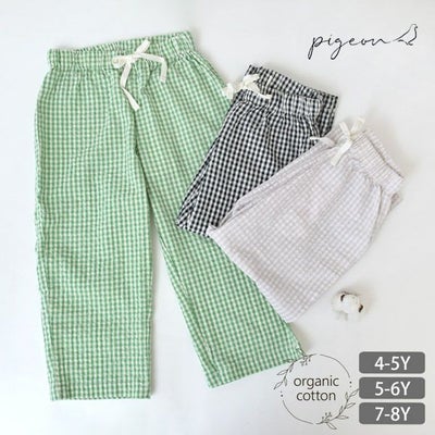 オーガニックコットン キッズサッカーチェックリラックスパンツ