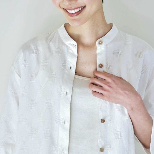 オーガニックコットン 手織り透かしドットジャガードブラウス