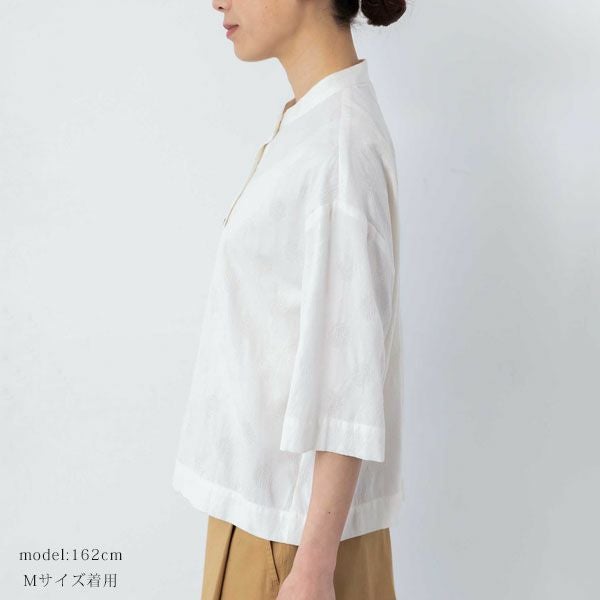 オーガニックコットン 手織り透かしドットジャガードブラウス