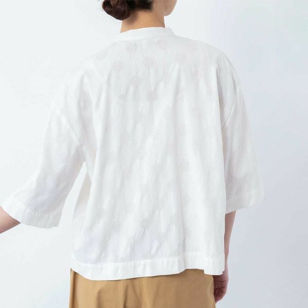 オーガニックコットン 手織り透かしドットジャガードブラウス