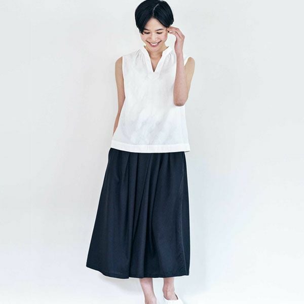 オーガニックコットン 手織り透かしドットジャガードノースリーブブラウス