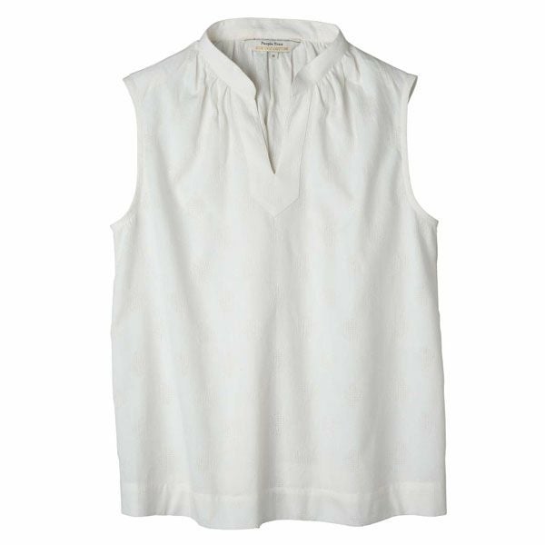 オーガニックコットン 手織り透かしドットジャガードノースリーブブラウス