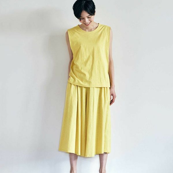 オーガニックコットン 天竺ワイドギャザーパンツ