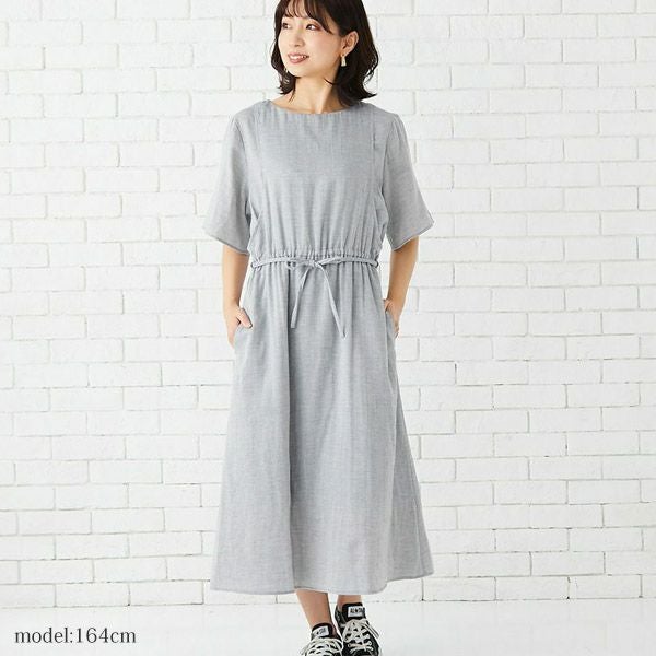 オーガニックコットン ダブルガーゼギャザーワンピース