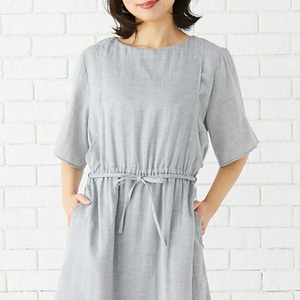 オーガニックコットン ダブルガーゼギャザーワンピース