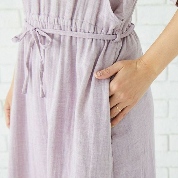 オーガニックコットン ダブルガーゼギャザーワンピース