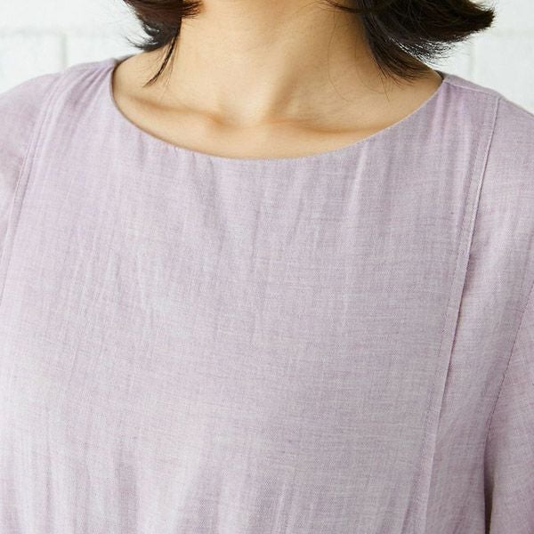 オーガニックコットン ダブルガーゼギャザーワンピース