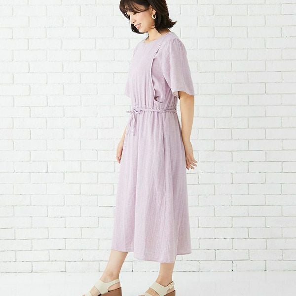 オーガニックコットン ダブルガーゼギャザーワンピース