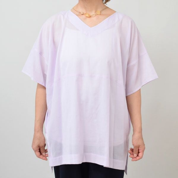 オーガニックコットン Vネックボックスプルオーバーブラウス