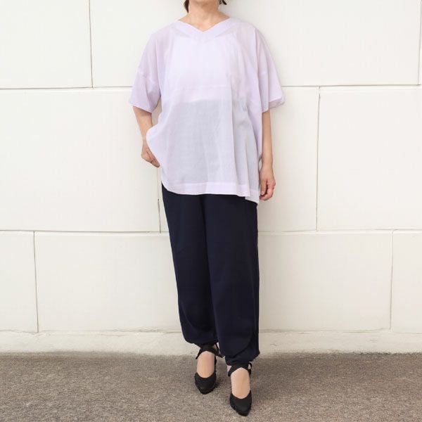 オーガニックコットン Vネックボックスプルオーバーブラウス