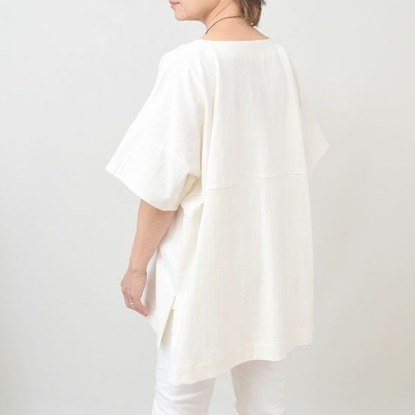 オーガニックコットン Vネックボックスプルオーバー