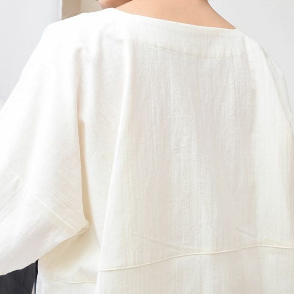 オーガニックコットン Vネックボックスプルオーバー