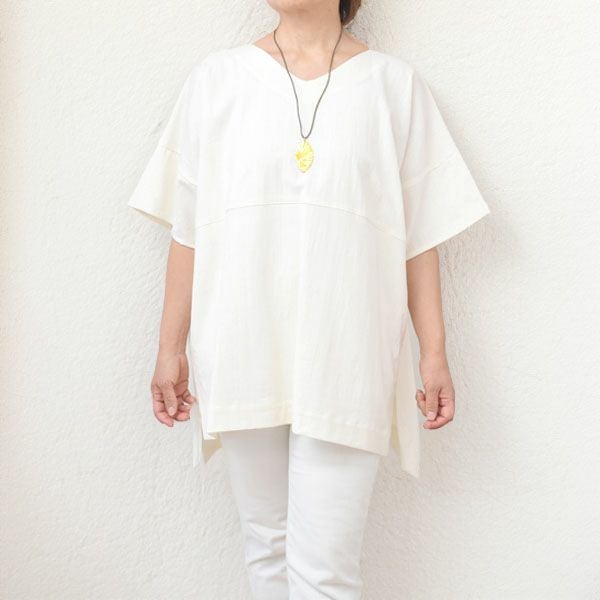 オーガニックコットン Vネックボックスプルオーバー