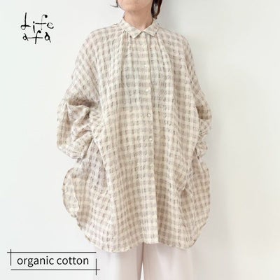 オーガニックコットン＆リネン パフスリーブブラウス