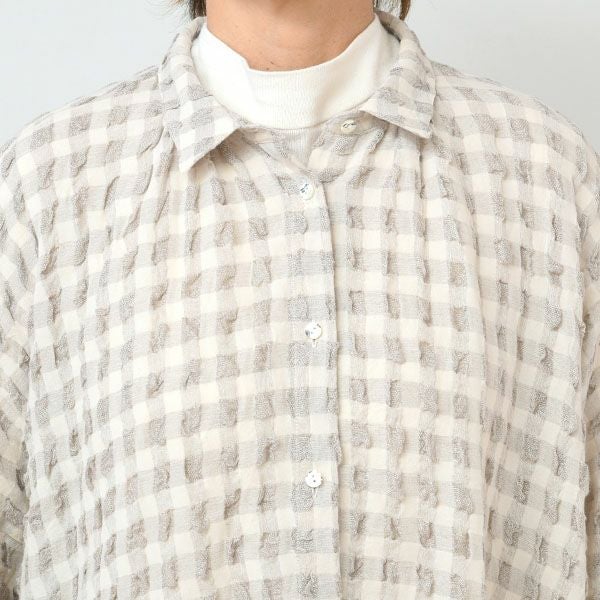 オーガニックコットン＆リネン パフスリーブブラウス