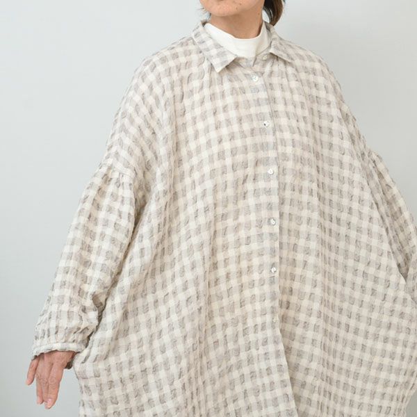 オーガニックコットン＆リネン パフスリーブブラウス