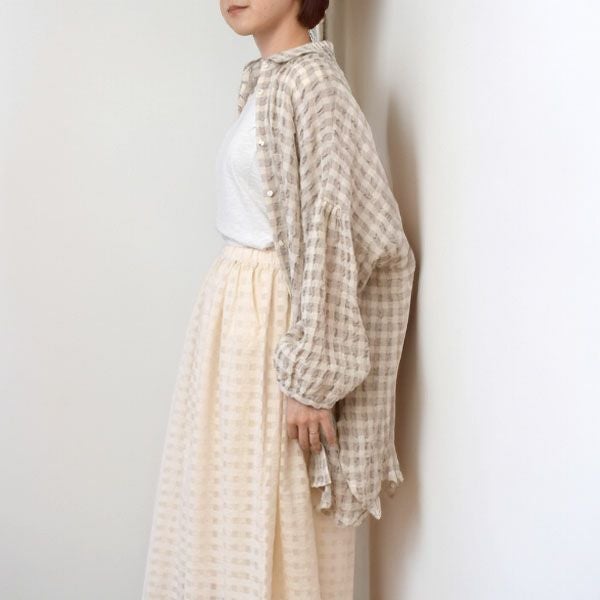 オーガニックコットン＆リネン パフスリーブブラウス