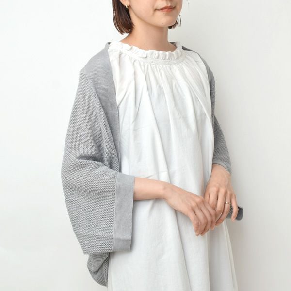 未使用☆プリスティン　ペーパーコットン７分袖ボレロ　藍染め オーガニックコットン＆リネン草木染めメッシュボレロ | オーガニック