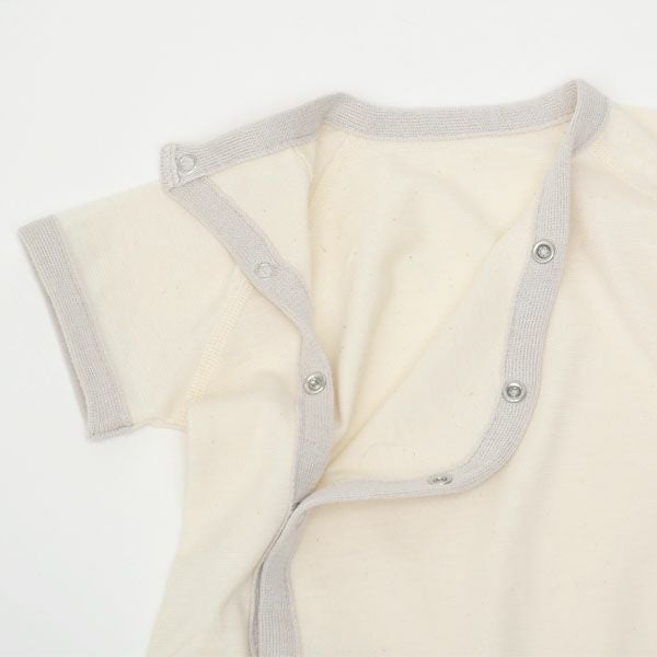 オーガニックコットン ニットトリミング半袖ロンパース