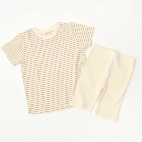 オーガニックコットン キッズボーダーT＆ワッフルショートパンツ