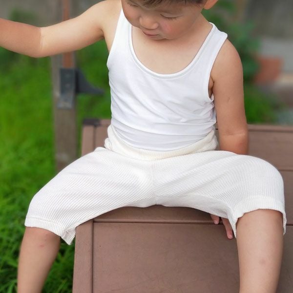 オーガニックコットン キッズワッフル半袖T＆ショートパンツ