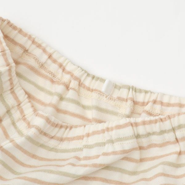 オーガニックコットン キッズワッフル半袖T＆ボーダーロングパンツ