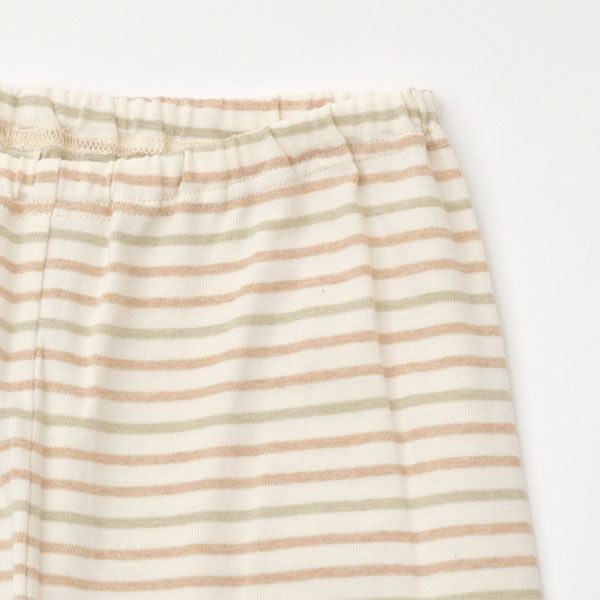 オーガニックコットン キッズワッフル半袖T＆ボーダーロングパンツ