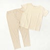 オーガニックコットン キッズワッフル半袖T＆ボーダーロングパンツ