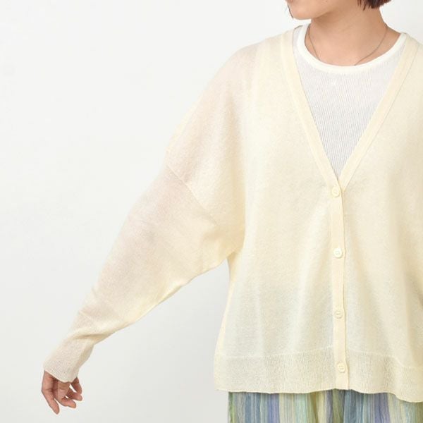 オーガニックコットン ペーパーコットン Vネックカーディガン
