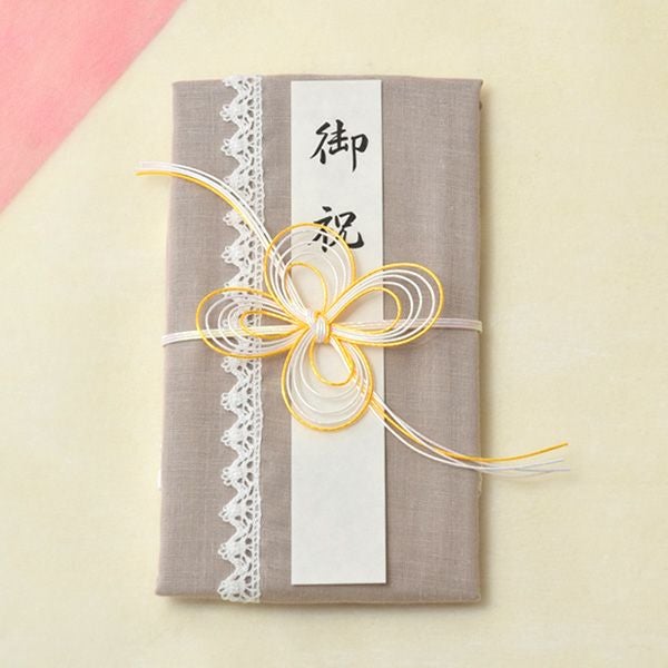 オーガニックコットンのハンカチで出来たご祝儀袋 クローバー金