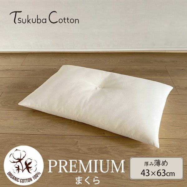 オーガニックコットン プレミアム まくら 薄めタイプ 43×63