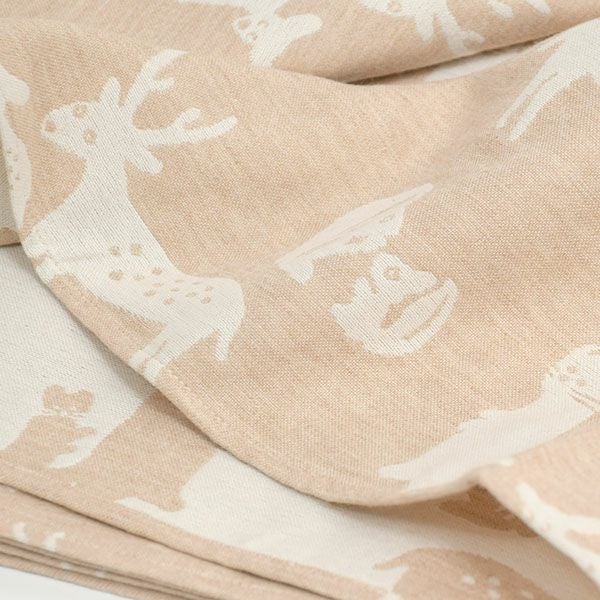 オーガニックコットン 富士山のどうぶつのおやこハンカチスタイ