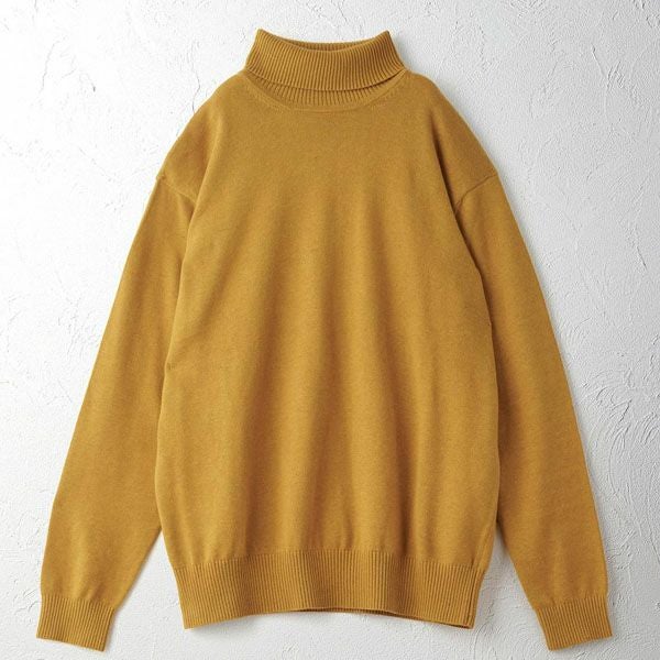 オーガニックコットン ユニセックスリブタートルニットトップ