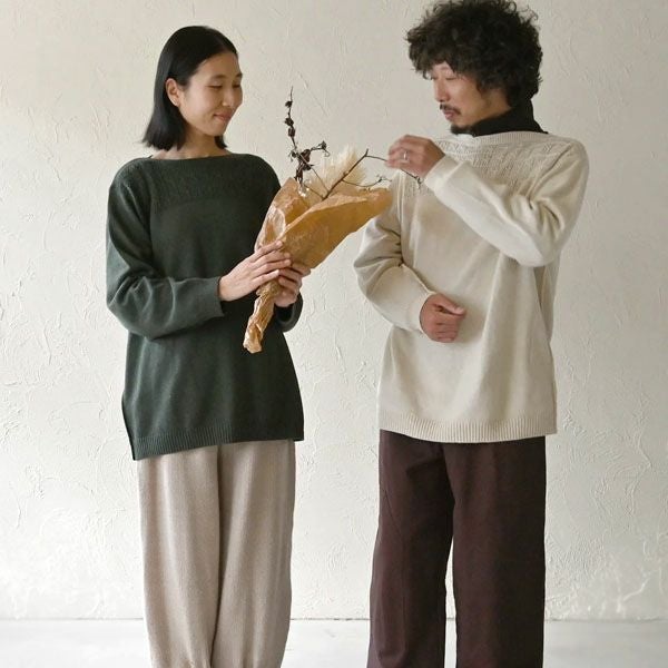 オーガニックコットン ユニセックスレイヤードニットトップ