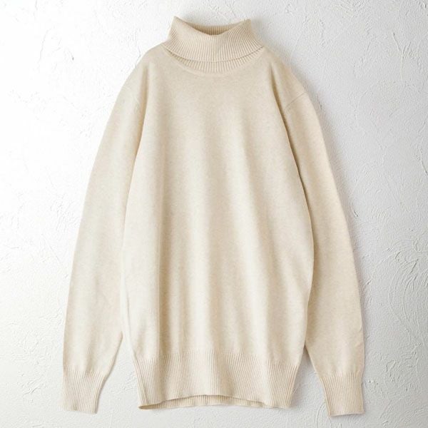 オーガニックコットン リブタートルネックニットトップ