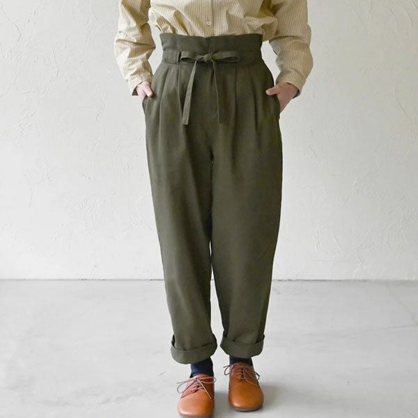 オーガニックコットン ツイルハイウエストパンツ