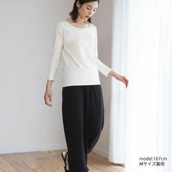 オーガニックコットン ストレッチ クルーネックトップ