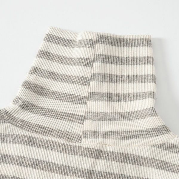 オーガニックコットン＆ヤク チューブテレコボーダータートルネック