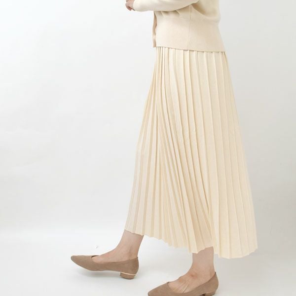 オーガニックコットン ニットプリーツスカート