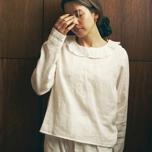 nanadecor オーガニックコットン リリーガーゼ 刺繍ブラウス オーガニックコットン リリーガーゼ 刺繍ブラウス | オーガニック