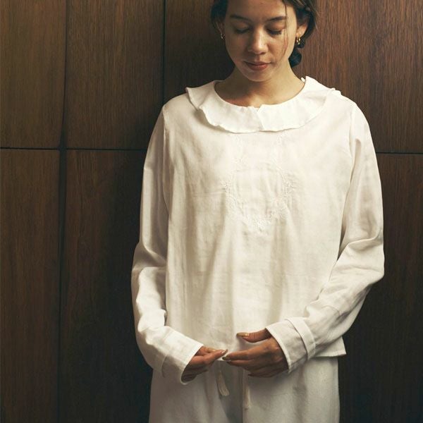 オーガニックコットン リリーガーゼ 刺繍ブラウス