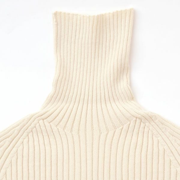 オーガニックコットン&カシミヤ リブタートル ナチュラル