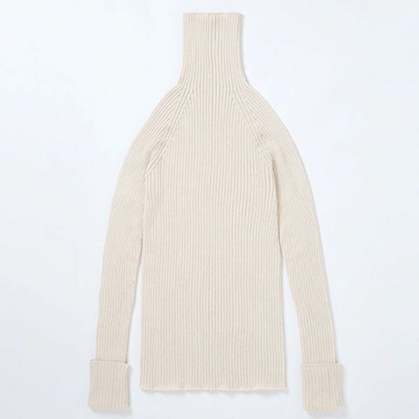 オーガニックコットン&カシミヤ リブタートル ナチュラル