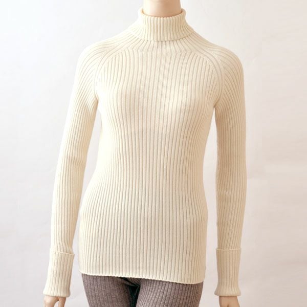 オーガニックコットン&カシミヤ リブタートル ナチュラル