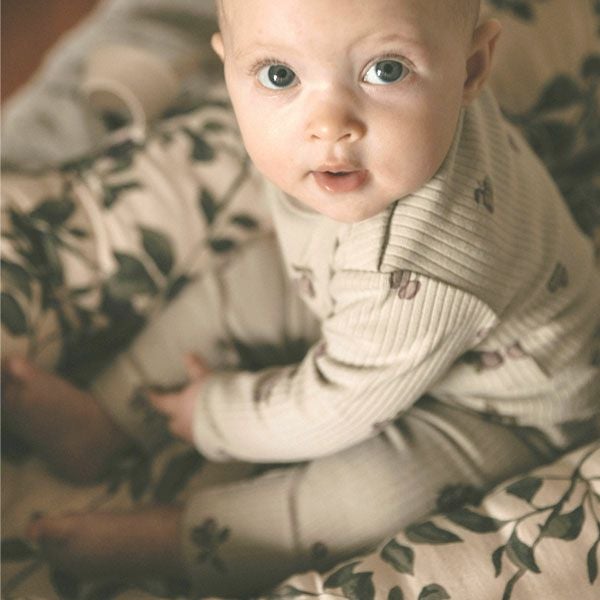 オーガニックコットン ベビー リブ カバーオール