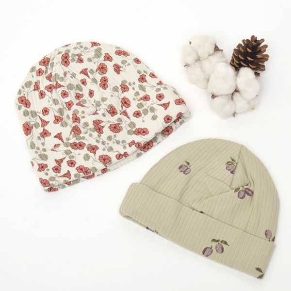 オーガニックコットン ベビー リブ ビーニー