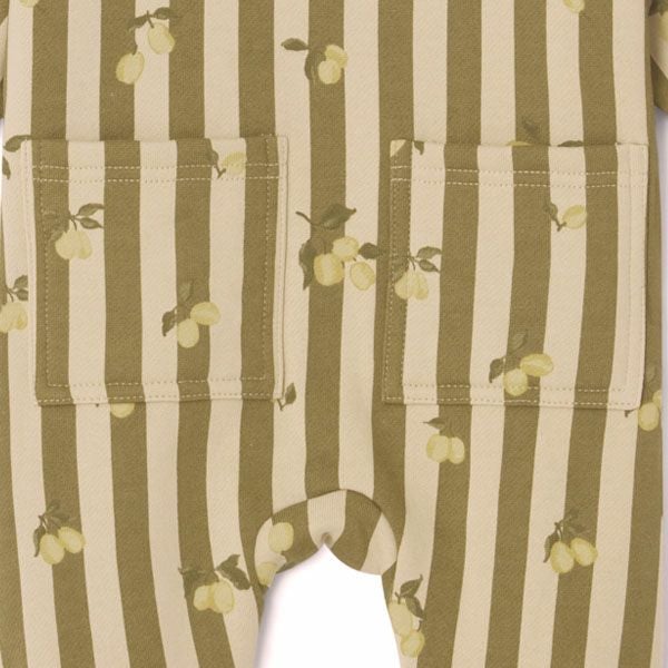オーガニックコットン ベビー 裏起毛 スウェット カバーオールStripe